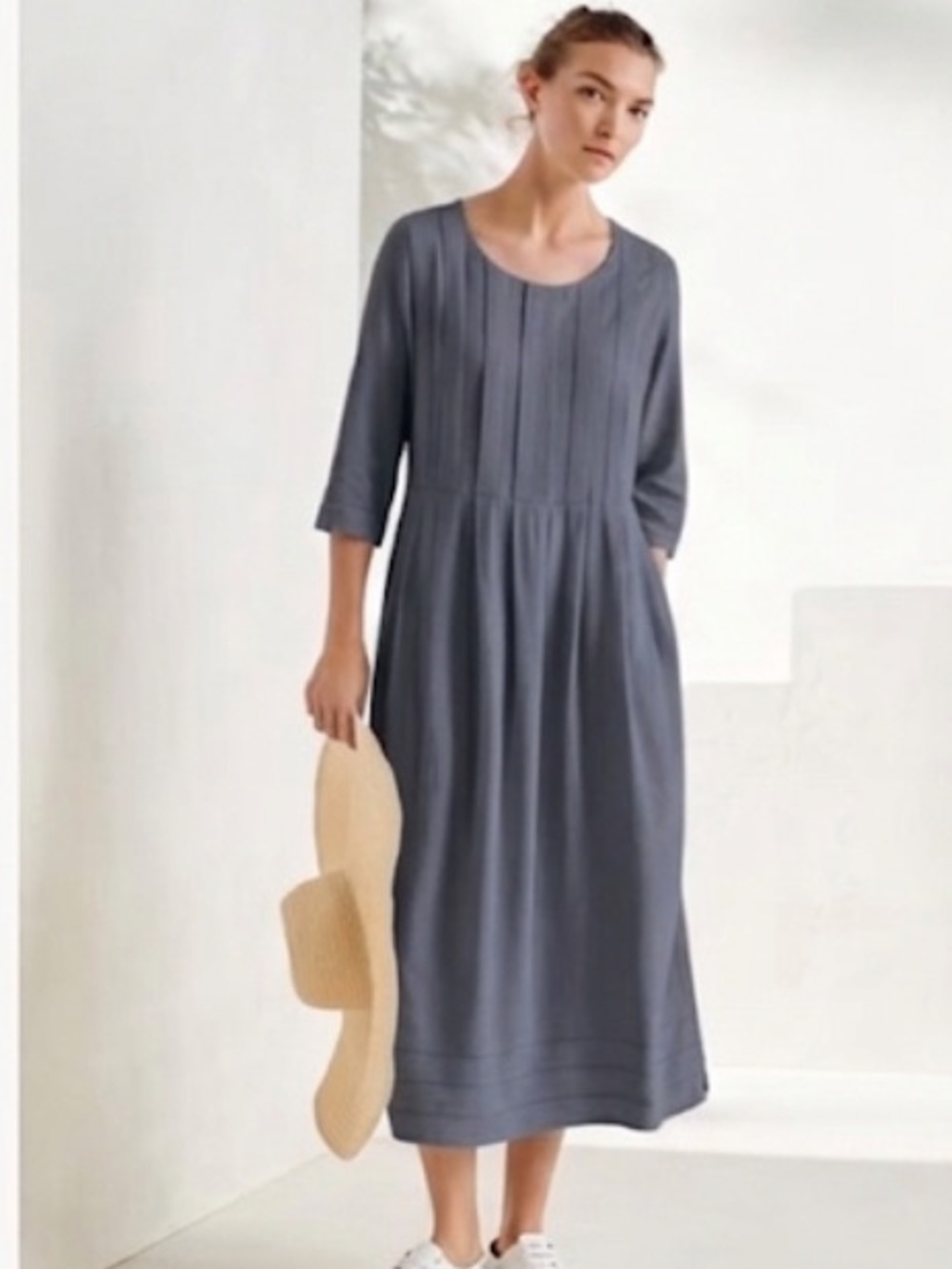 Poetry SCOOP-NECK DRESS LENZING™ ECOVERO™ viscose linen Frock